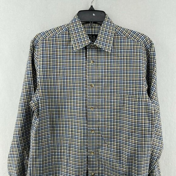 Jos. A. Bank Button-Up Shirt Mens Sz S Blue Brown Gingham Collared Tailored Fit - Picture 6 of 11